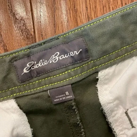 SALE Eddie Bauer olive green chino shorts size 8 - Picture 6 of 6